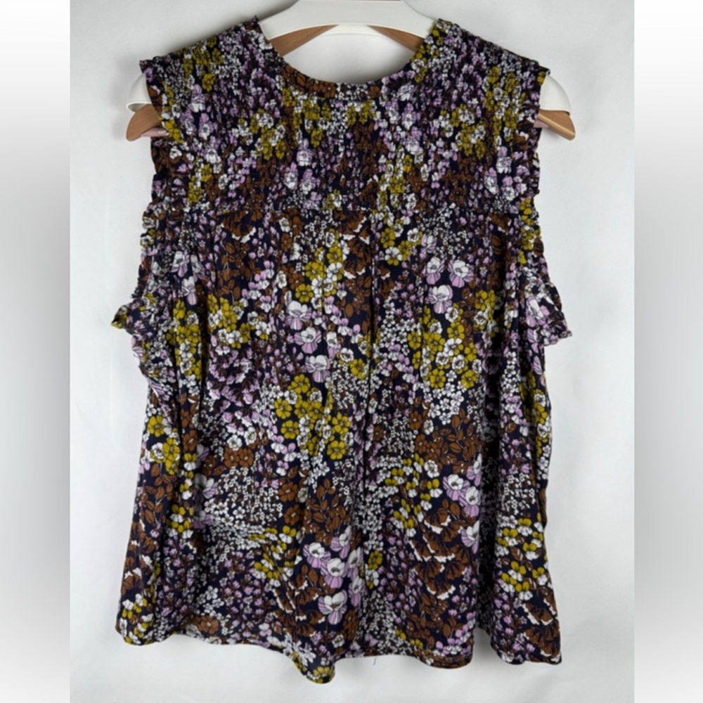 Caslon sleeveless ruffle tank with smocking.